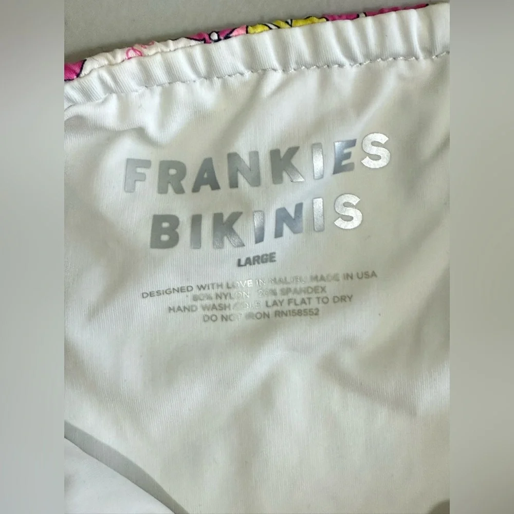 Frankie's Bikinis Yellow Pink Floral Tie-Side Bikini